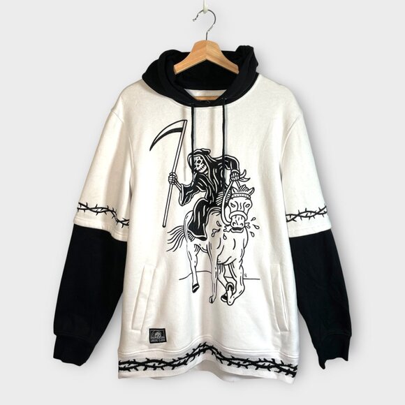 Lurking Class Hoodie Sweatshirt LARGE Sketchy Tank Stallion Black & White EUC - Picture 1 of 8